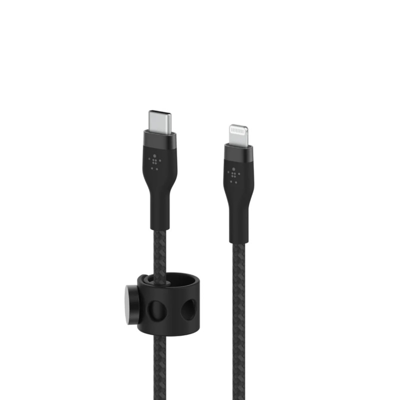 Belkin BoostCharge Pro Flex 15W Braided Lightning To USB-C Cable 1m - Black - كابل شحن